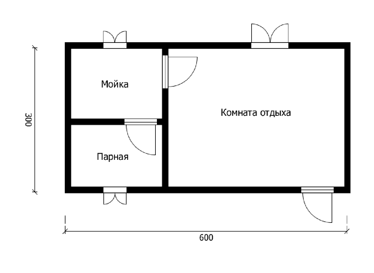 План бани 3х6